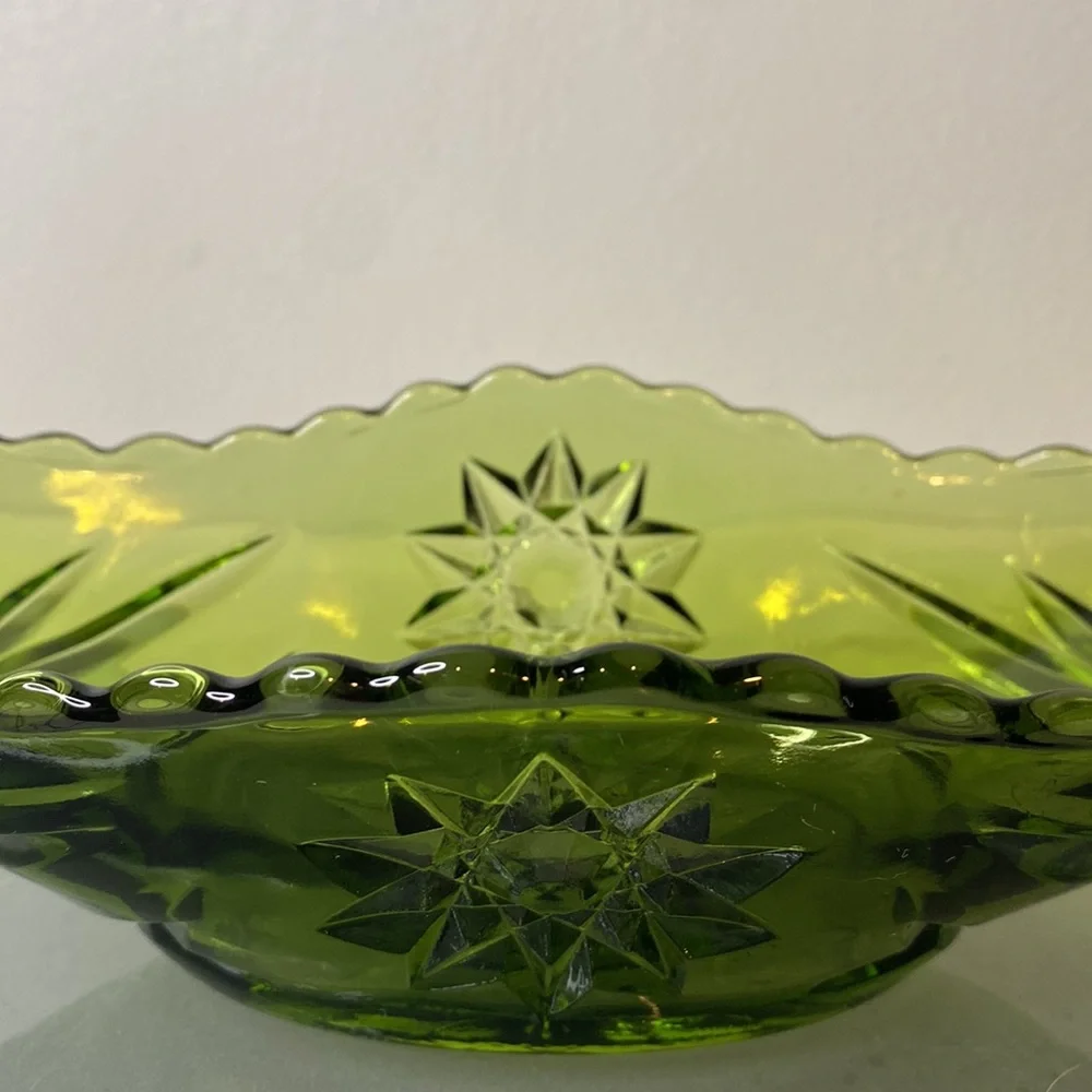 Emerald Green Anchor Hocking Star Of David Catchall 1960’s Decorative Candy Dish